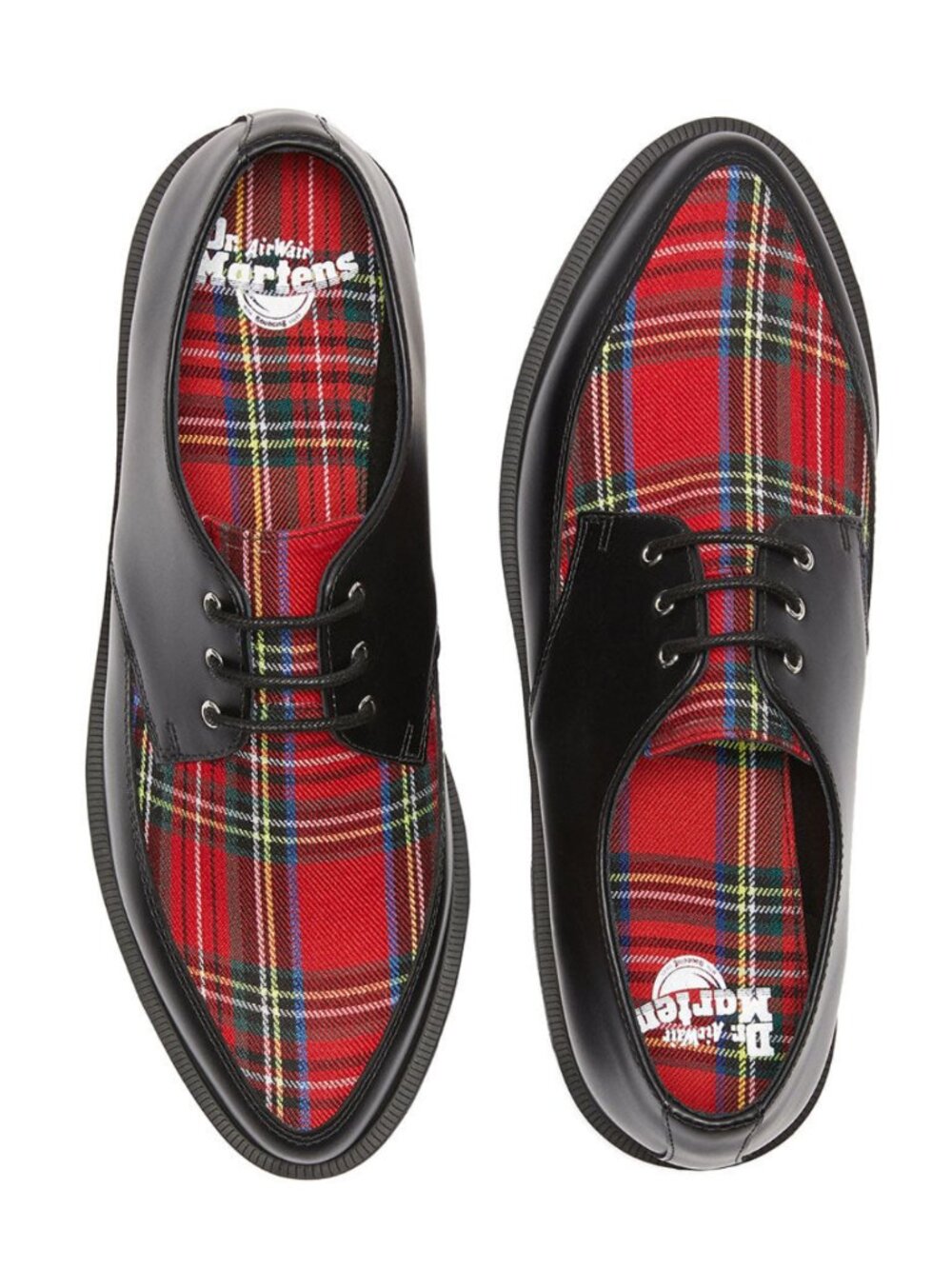Dr. Martens Willis Tartan Lace Up Pointed Toe Oxford Shoes - Red Plaid, Size 10
